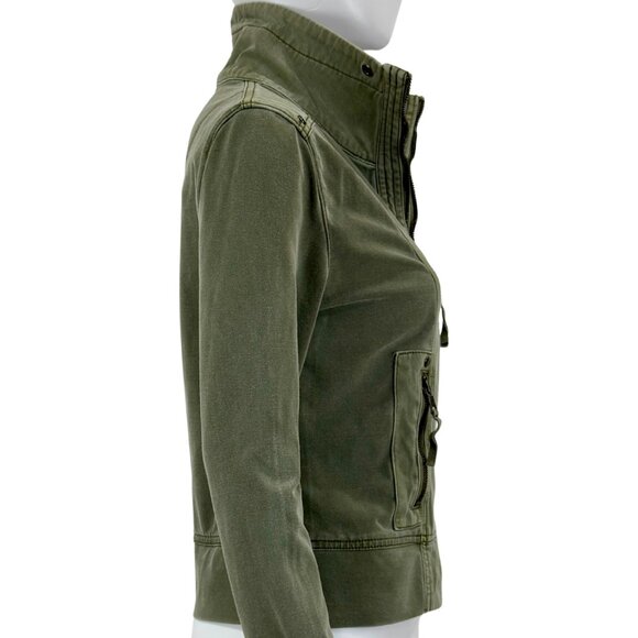 Marrakech Olive Green Moto Utility Jacket — Stretch Cotton — Size Small - Picture 6 of 7